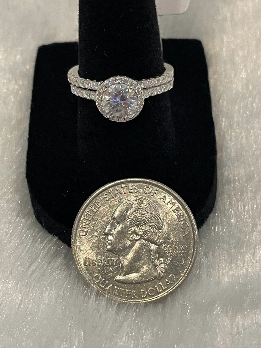 Rhodium plating over 925 silver Bridal Ring 1.49ct Moissanite woman’s ring - Picture 6 of 8